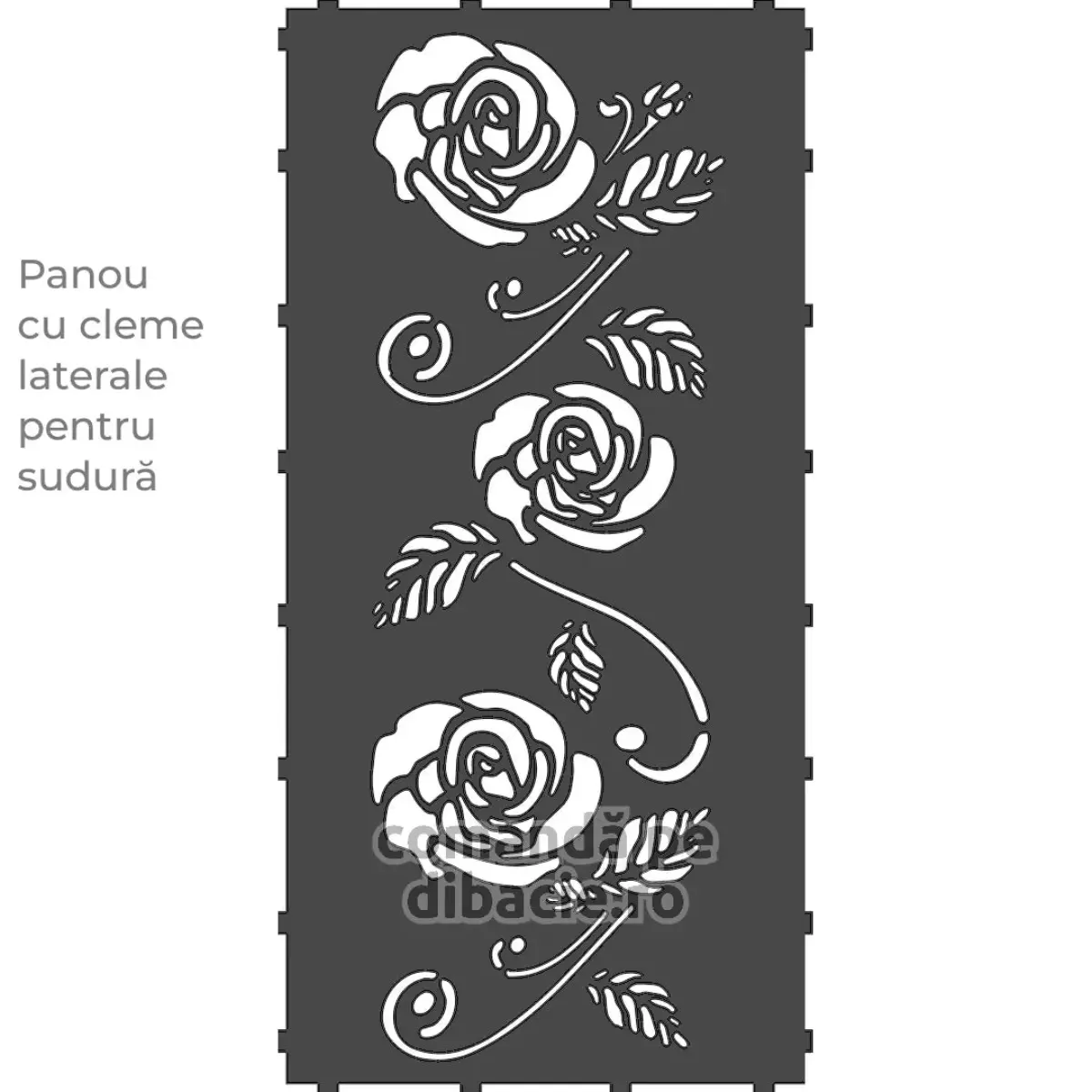 Panou poarta si gard metalic - Trei trandafiri