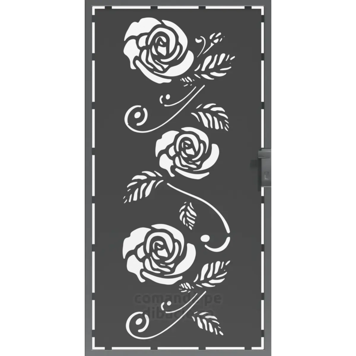 Panou poarta si gard metalic - Trei trandafiri