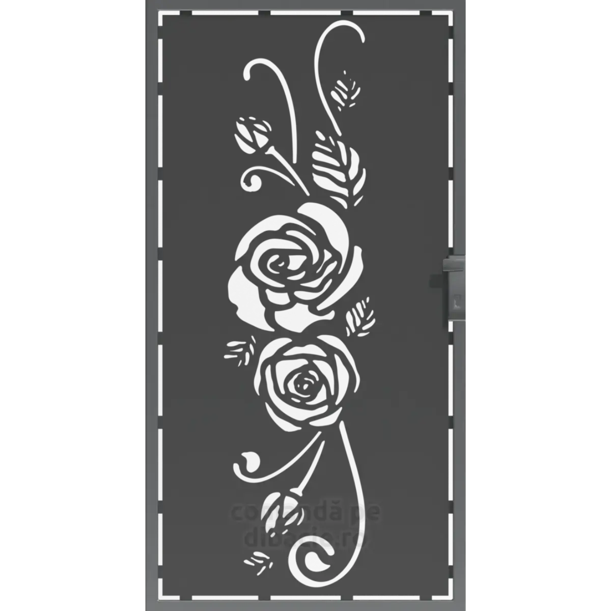 Panou poarta si gard metalic - Doi trandafiri