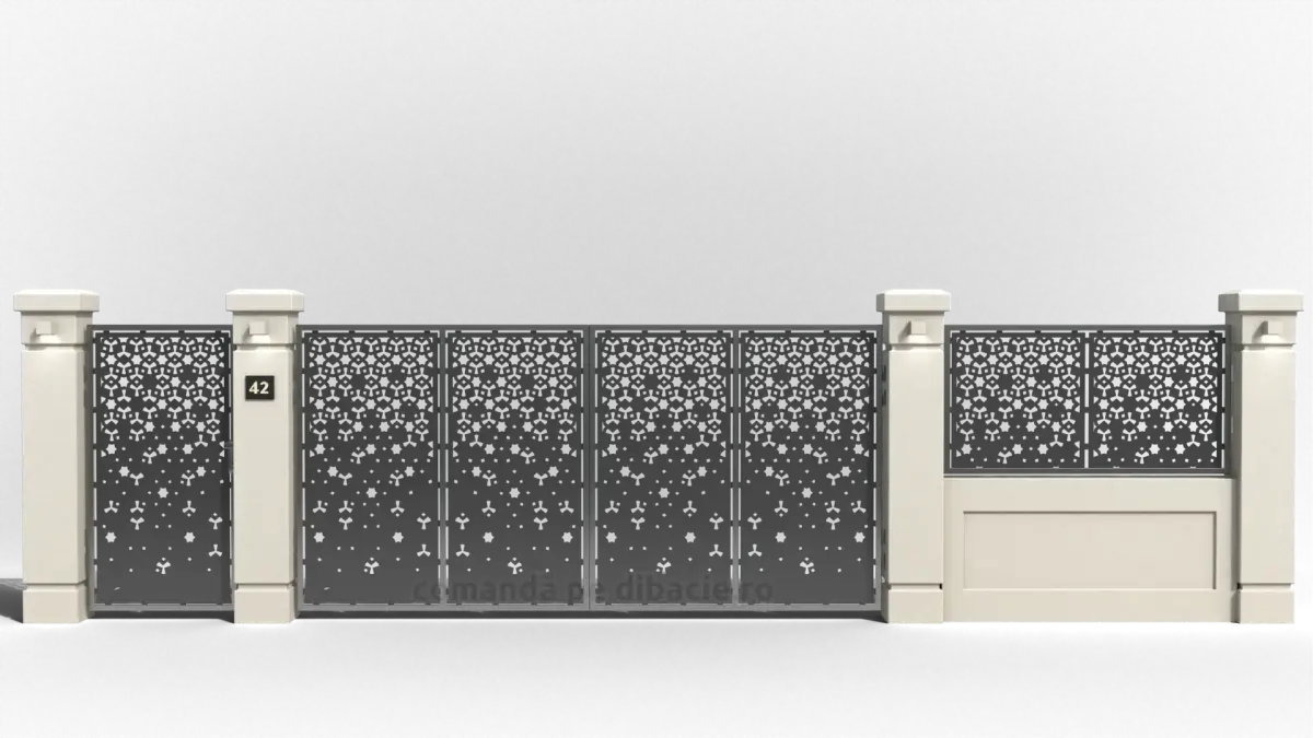 Panou poarta si gard metalic - Trifoi in spatiu